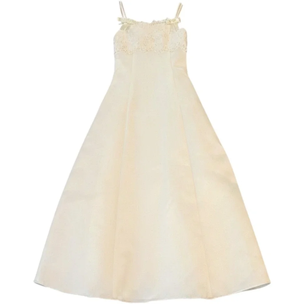 Michaelangelo Girls Ivory Lace Pearl Embroidered Flower Girl Communion Dress 4